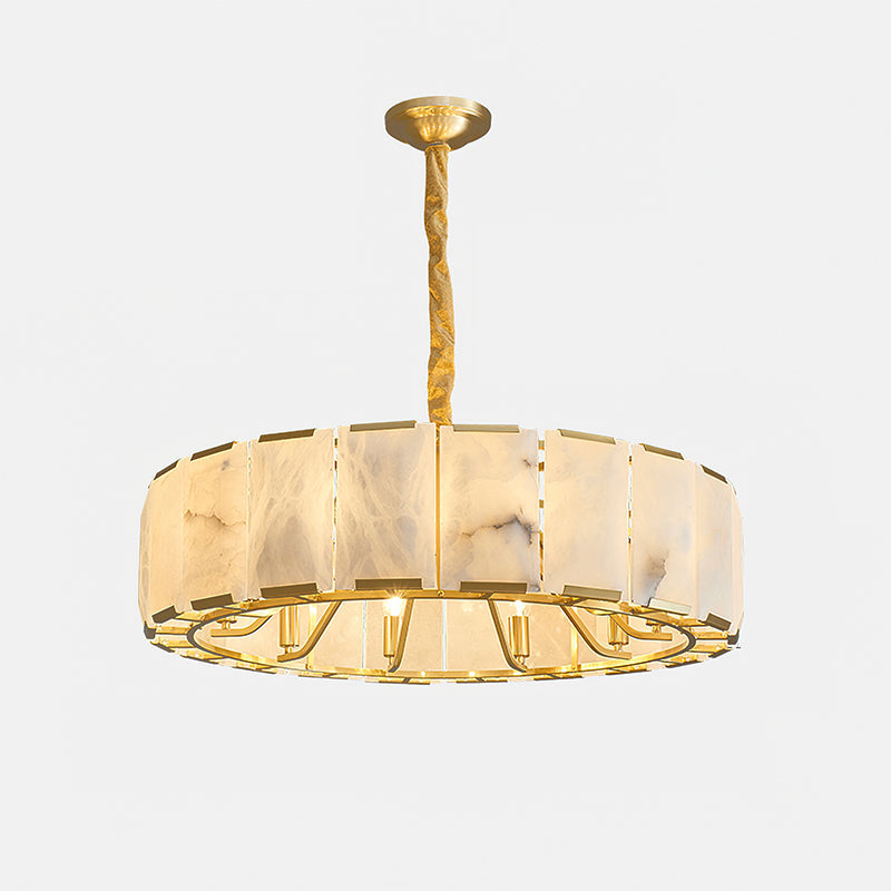 Full view of the Nashima Alabaster Chandelier on a white background.