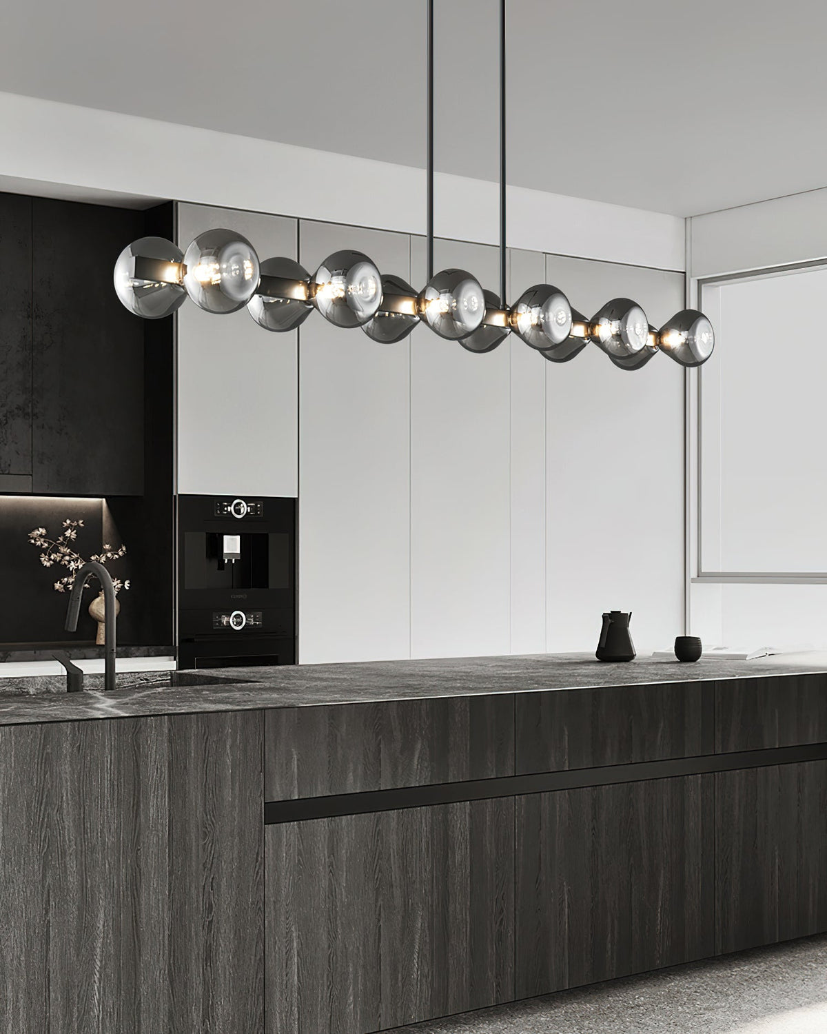 Jorielle Lustre Cadre Noir Verre Fumé Audacieux