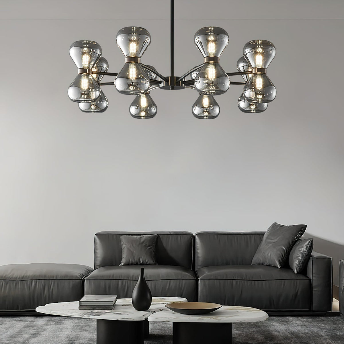 Jorielle Lustre Cadre Noir Verre Fumé Audacieux