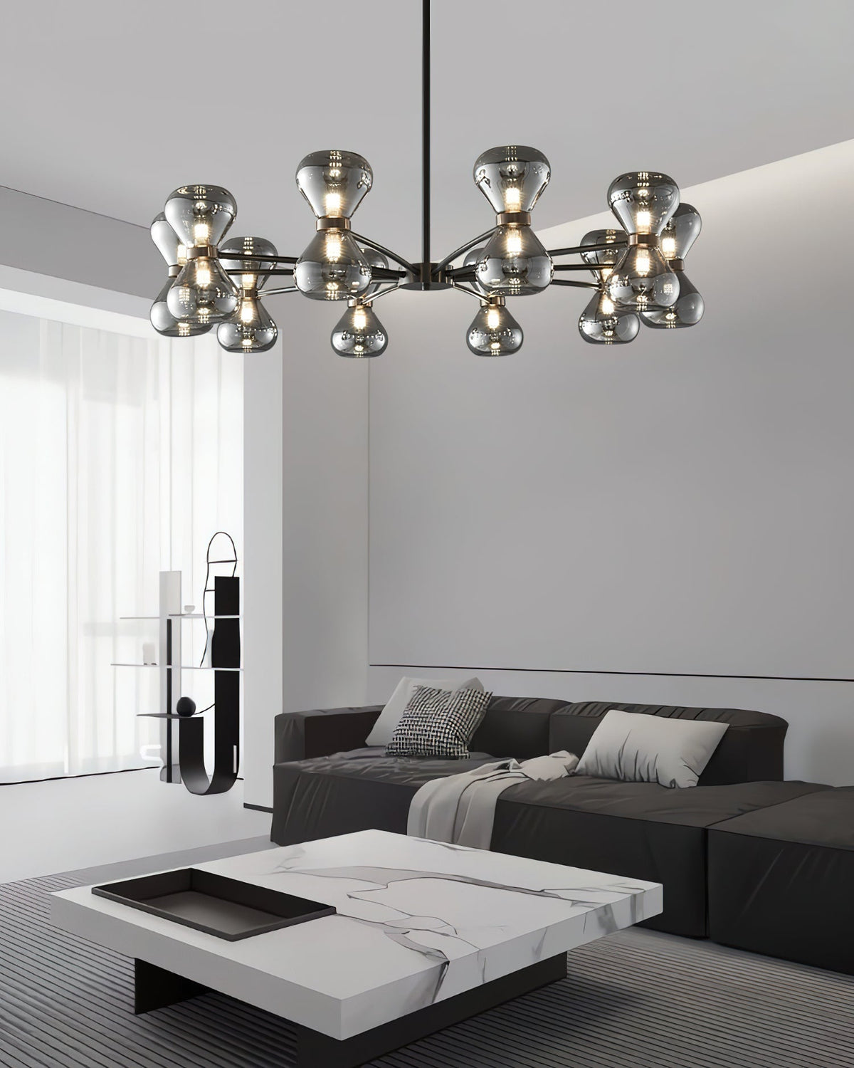 Jorielle Lustre Cadre Noir Verre Fumé Audacieux