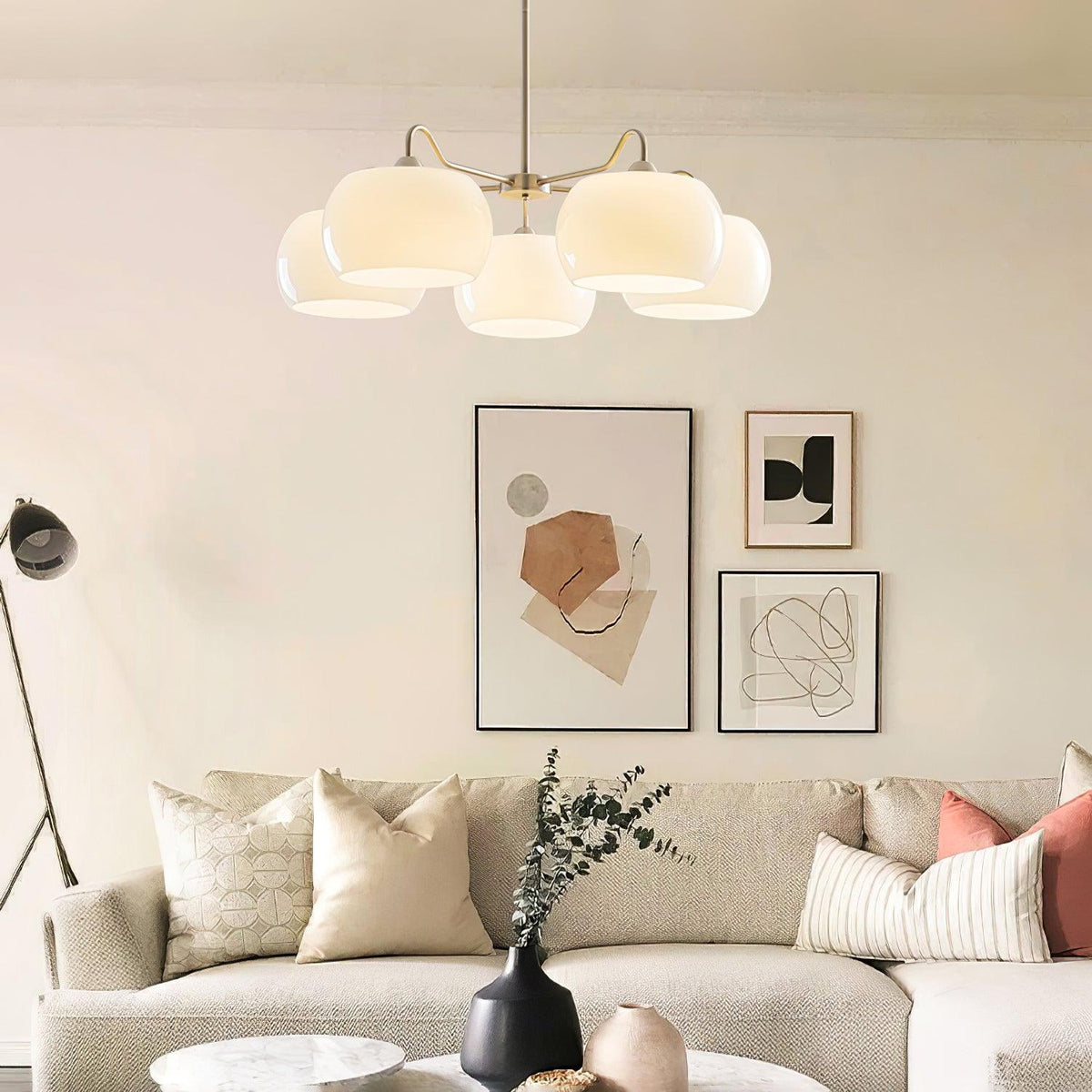 Orlaya Lustre White Glass Persimmon Shape