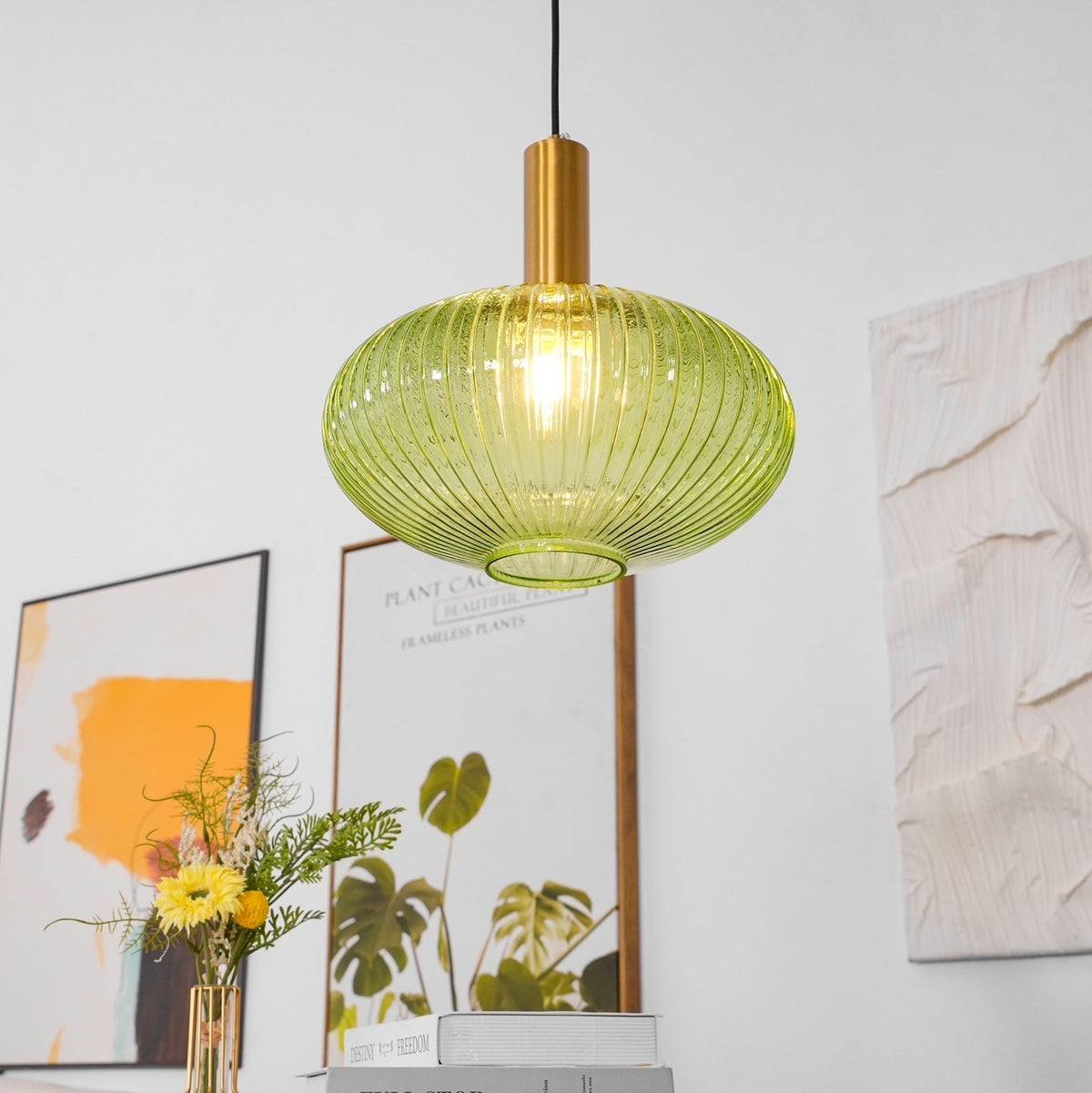 Elara Ribbed Pendant Lamp-Neutral Decor