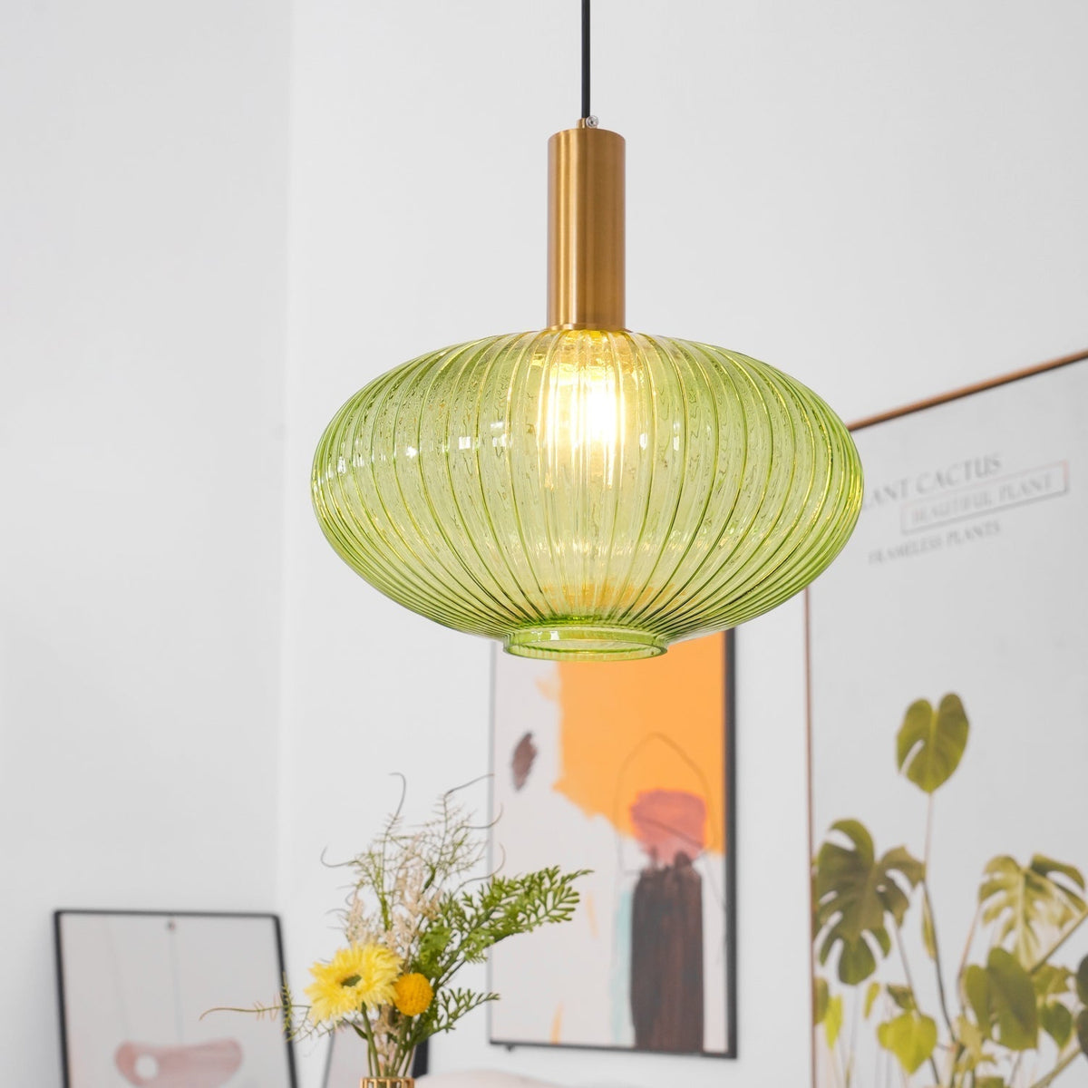 Elara Ribbed Pendant Lamp-Neutral Decor