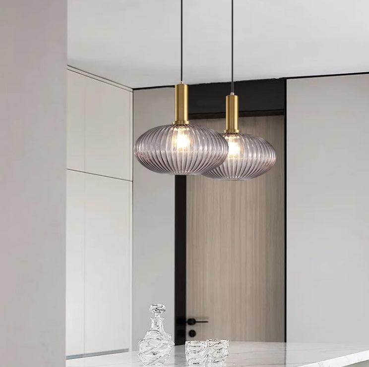 Elara Ribbed Pendant Lamp-Neutral Decor