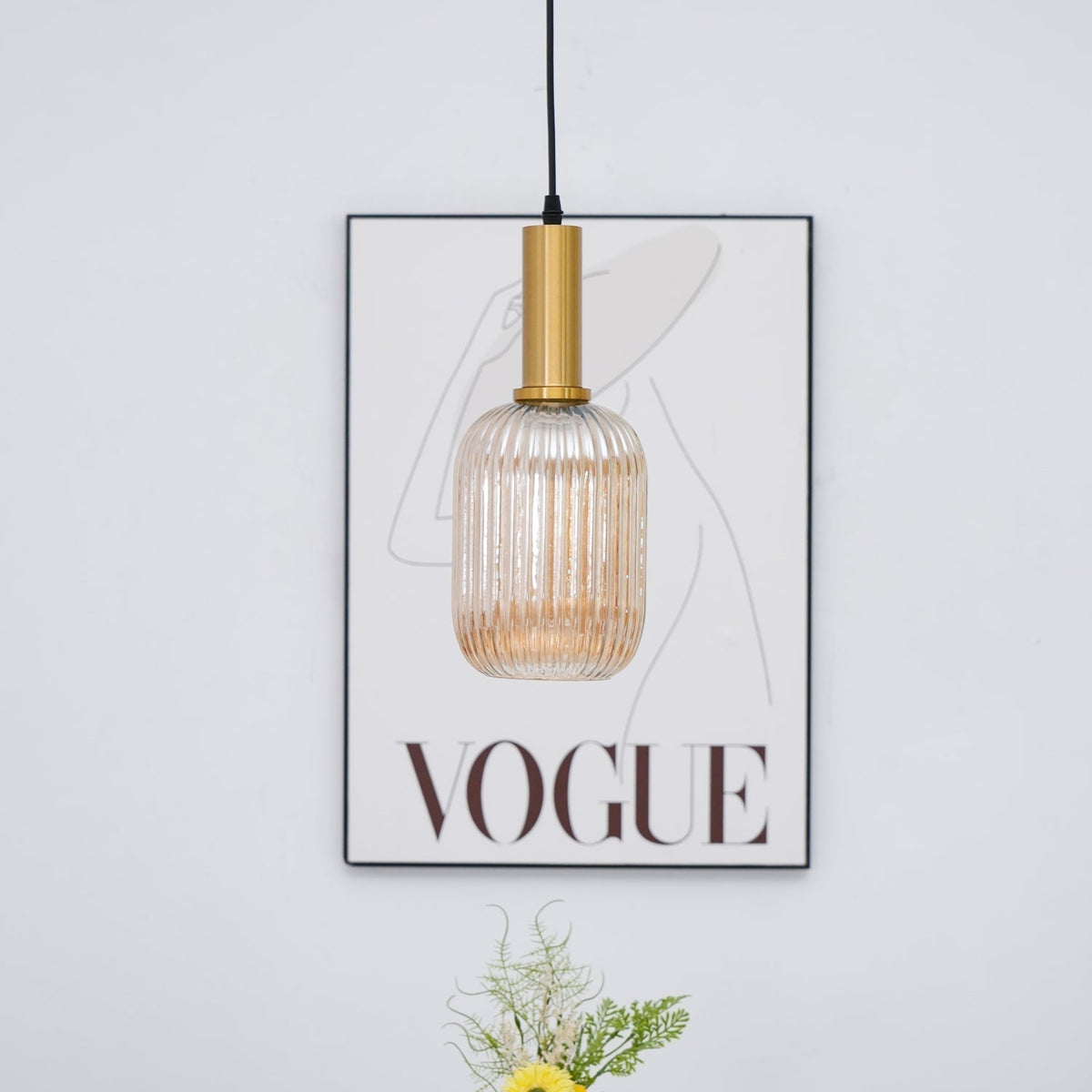 Elara Ribbed Pendant Lamp-Neutral Decor