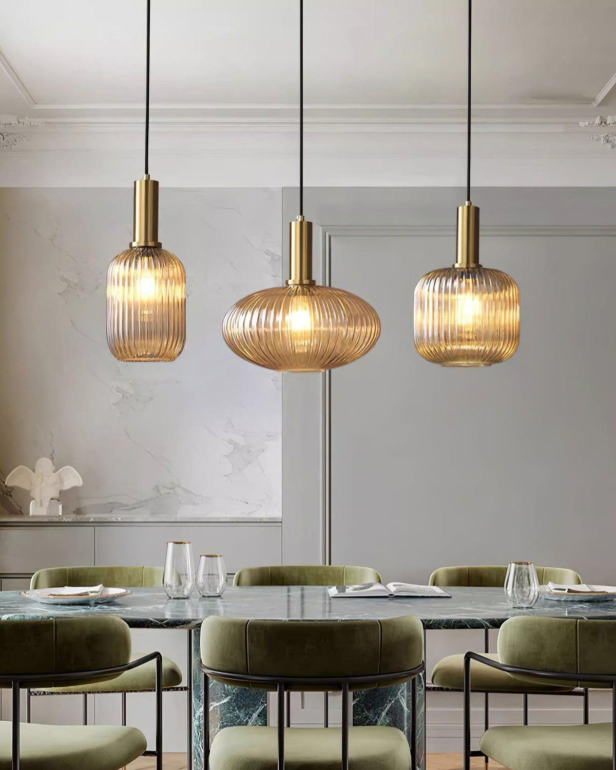 Elara Ribbed Pendant Lamp-Neutral Decor