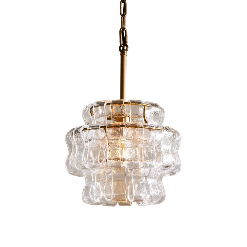 A composite image showing all available colors of the Nirsa Pendant Light: Clear & Gold, Smoky Gray, Black, Green, Amber.