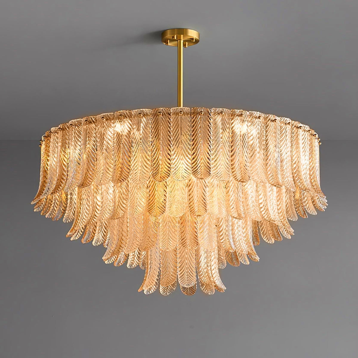 Cedien Lustre Feuille en Verre Doré Effilé