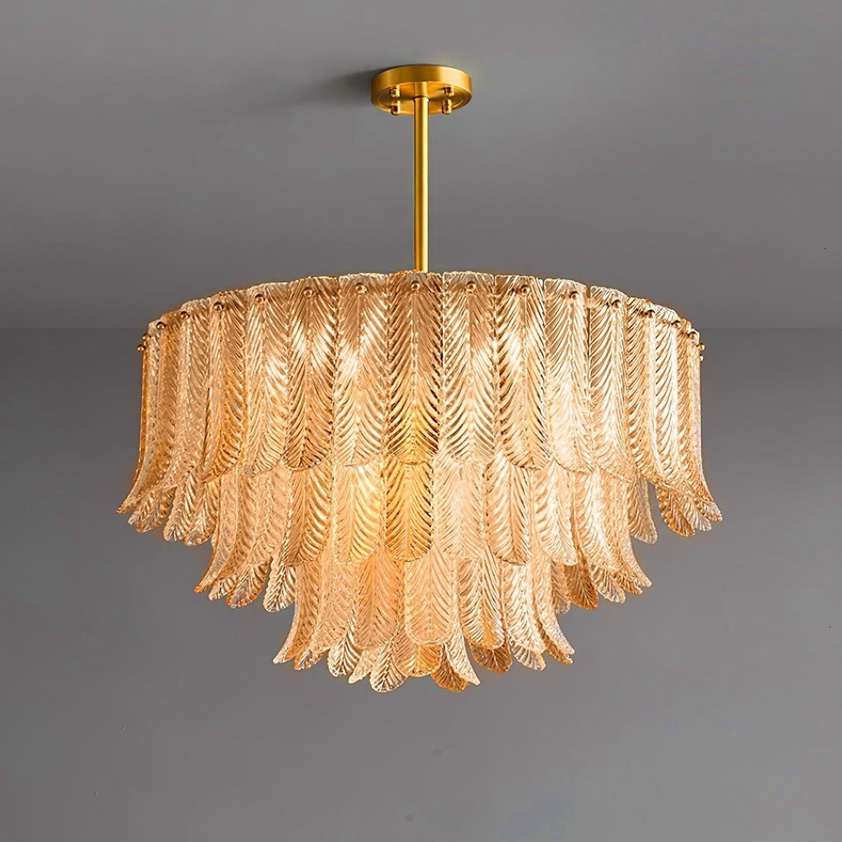 Cedien Lustre Feuille en Verre Doré Effilé