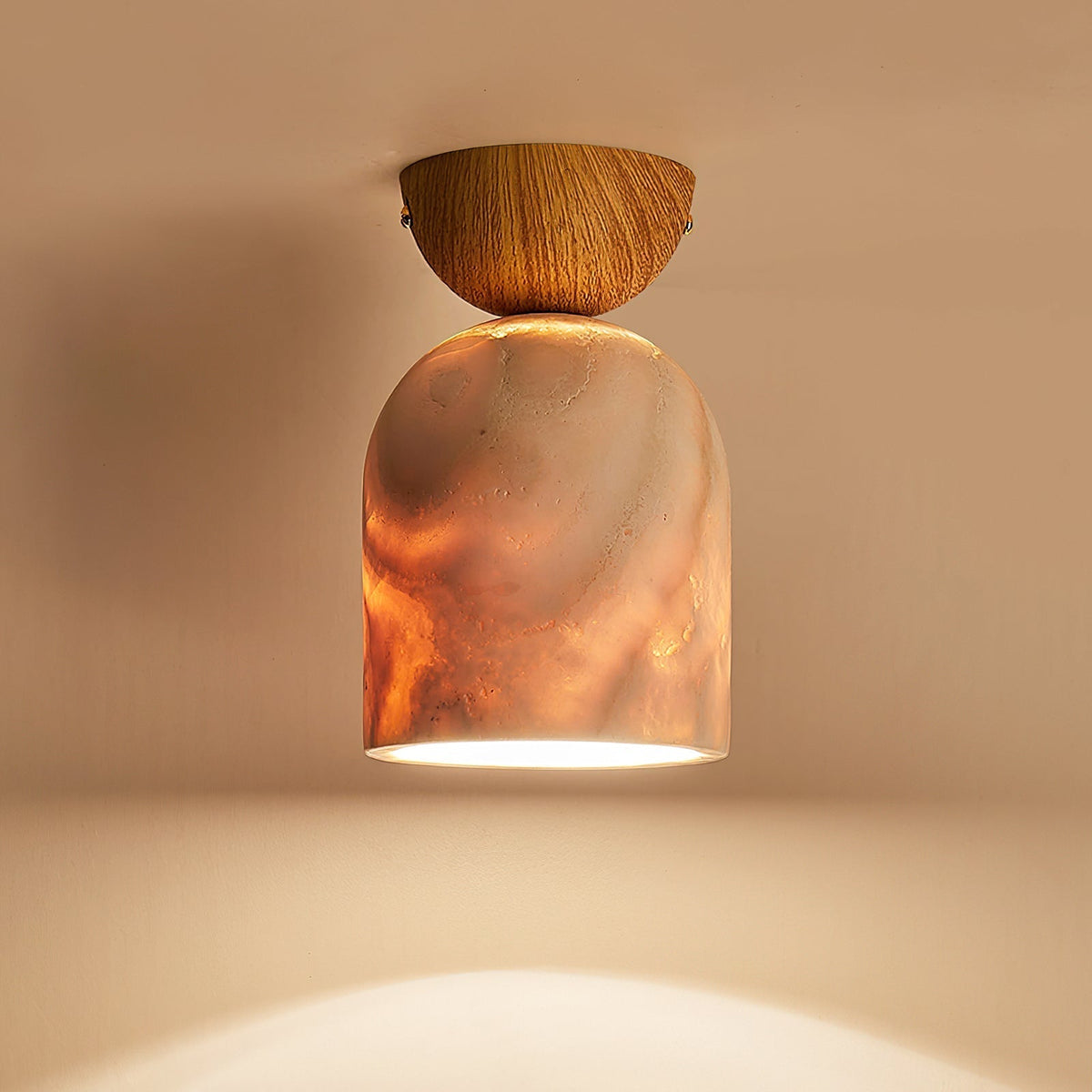 Lifestyle image of the lamp installed in a hallway.