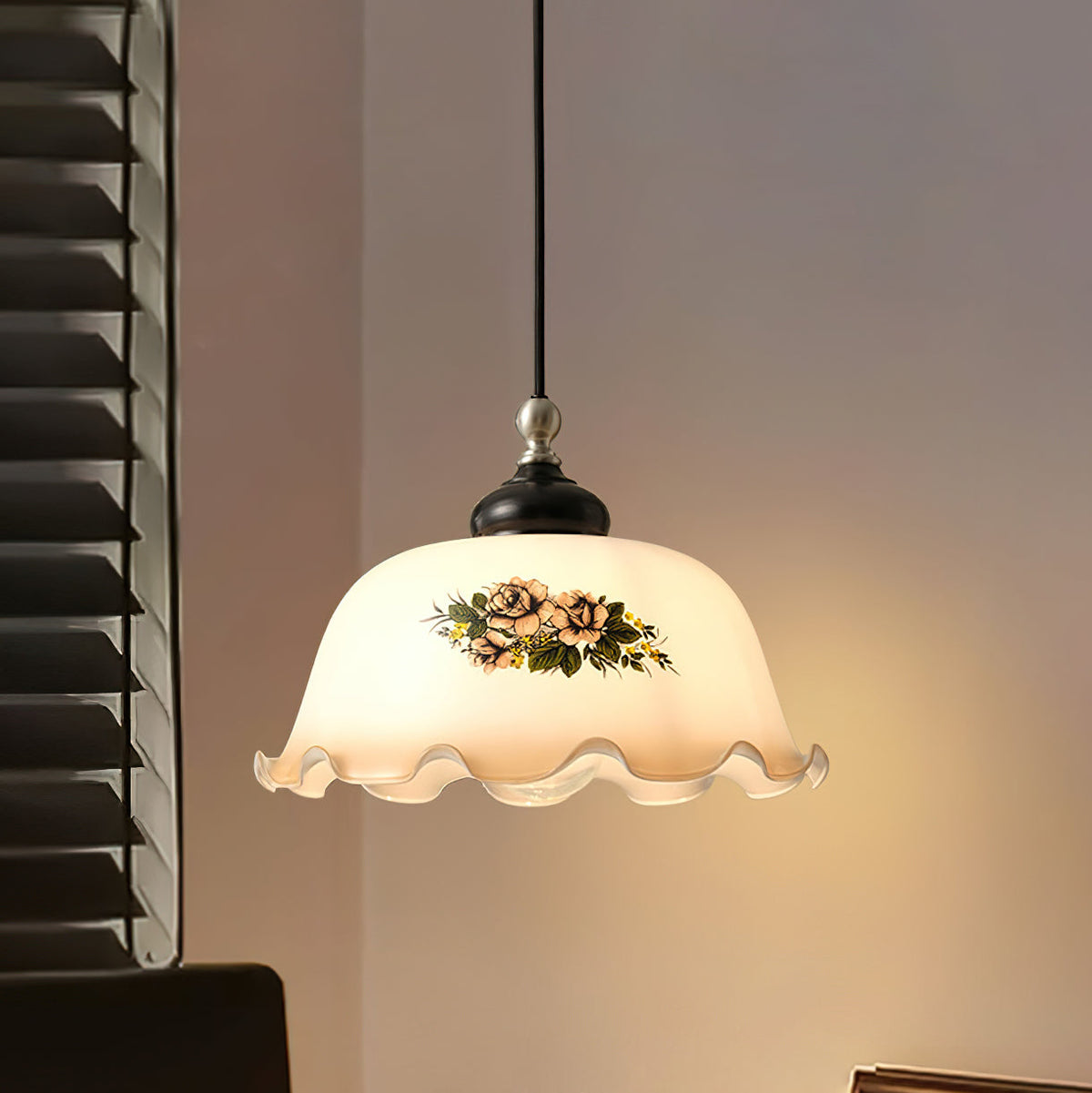 Belvia Vintage Floral Glass Pendant Light-Neutral Decor