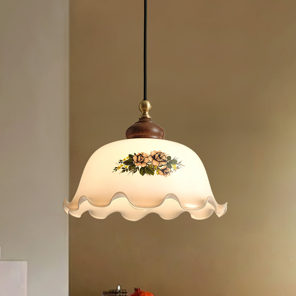 Belvia Vintage Floral Glass Pendant Light-Neutral Decor