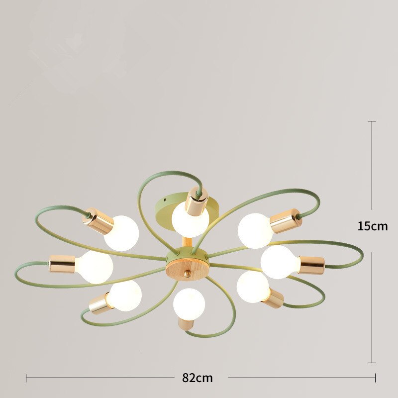Aria Plafonnier Fleur Nordique, Metal/Verre, Vert/Gris, Chambre