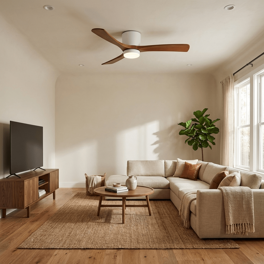 Ventilateur de plafond nordique en bois Ezra avec lumière