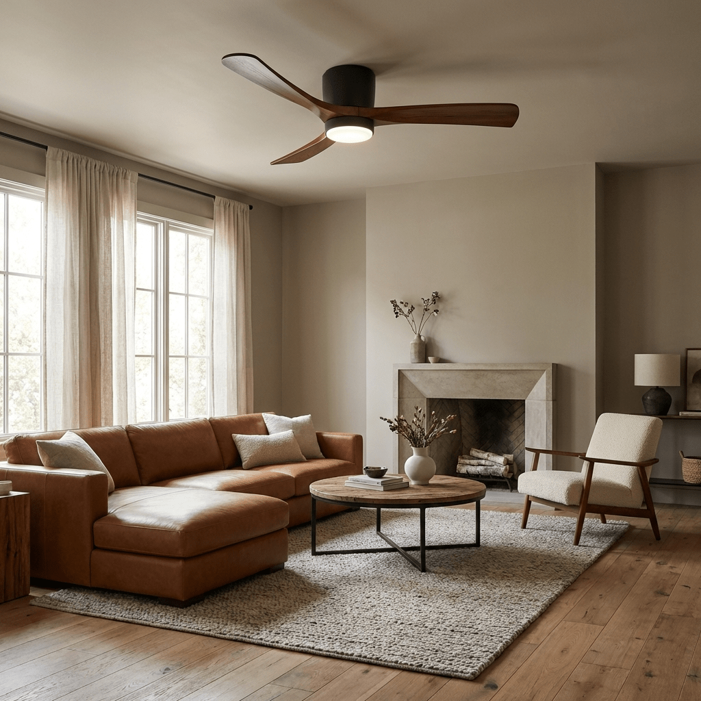 Ventilateur de plafond nordique en bois Ezra avec lumière