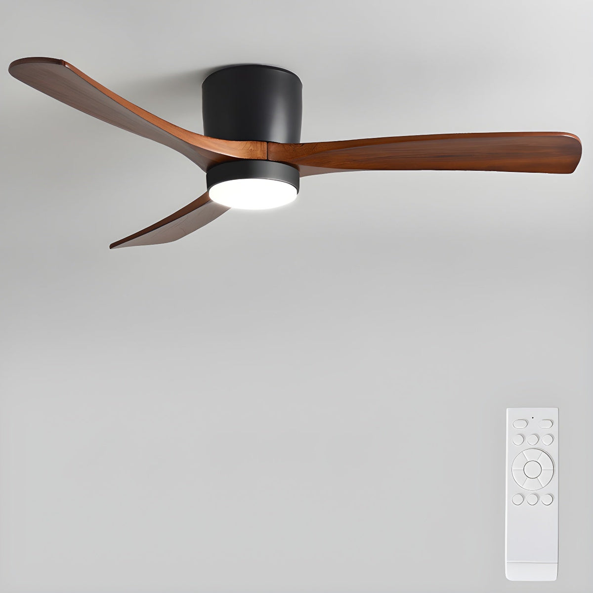 Ventilateur de plafond nordique en bois Ezra avec lumière