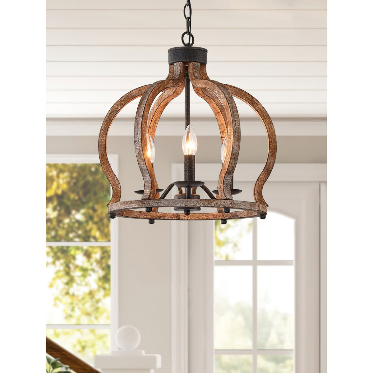 Vivinir Suspension Vintage Industrielle Aura Farmhouse en Bois et Métal