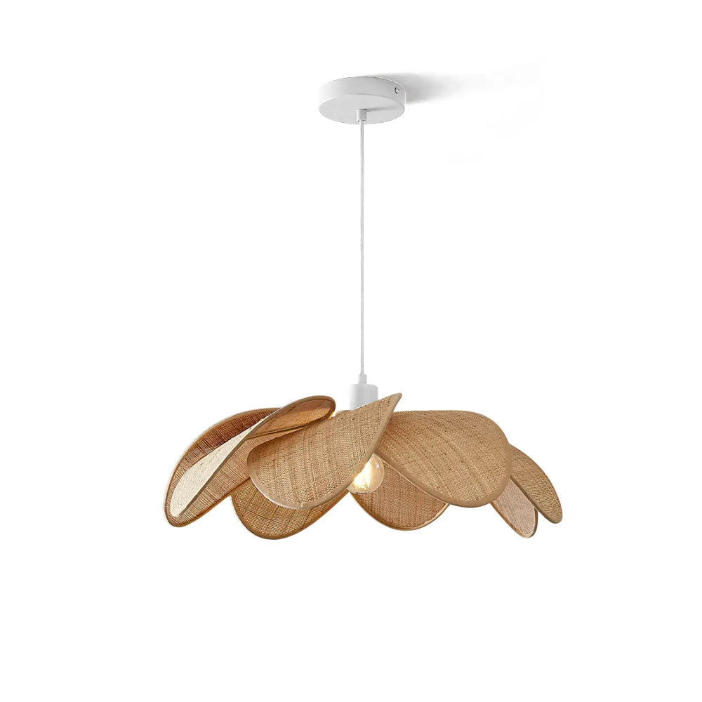Odilia Rattan Pendant Light with a flower-like design.