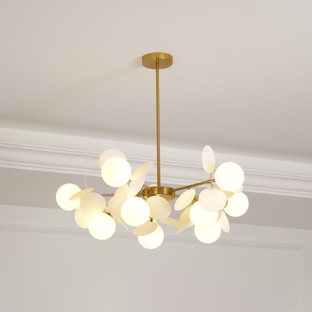 Ilvevia Lustre Arbre Blanc Cassé à Huit Abat-jours Ouverts
