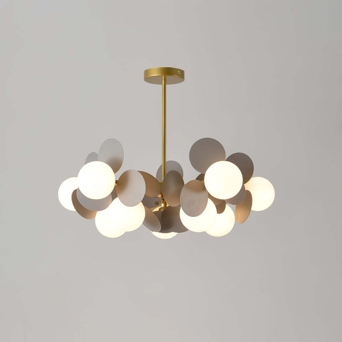 Ilvevia Lustre Arbre Blanc Cassé à Huit Abat-jours Ouverts