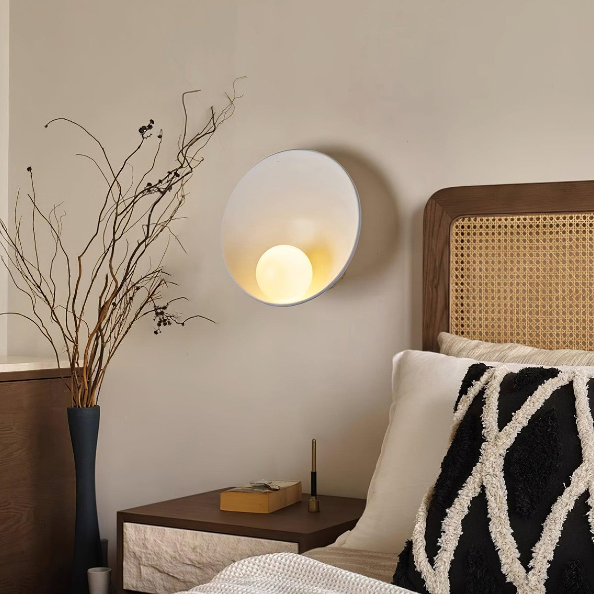Wall Light Resin Cup Shade Metal Accent Minimalist Cozy-Neutral Decor