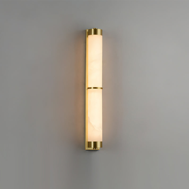 Detail shot of the top of the alabaster wall light.