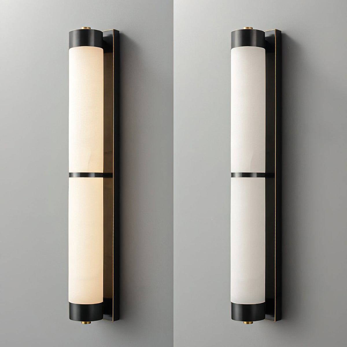 A pair of Olmirira Alabaster Wall Lights flanking a doorway.