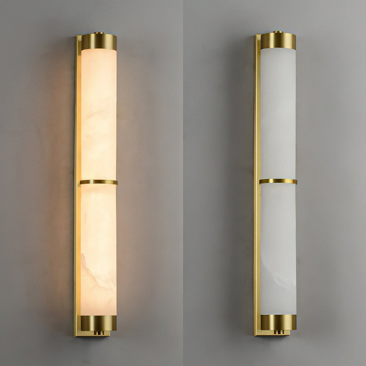 The Olmirira Alabaster Wall Light shown in its black finish.