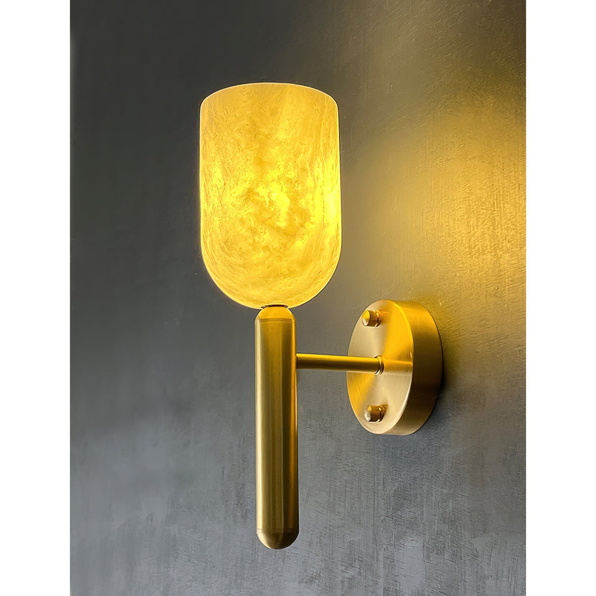 Lyphaia Applique Murale Moderne Minimaliste en Laiton et Albâtre