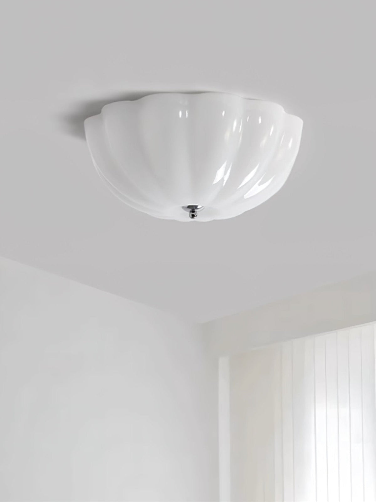 Edreon Plafonnier en Verre Opale Coquillage Moderne