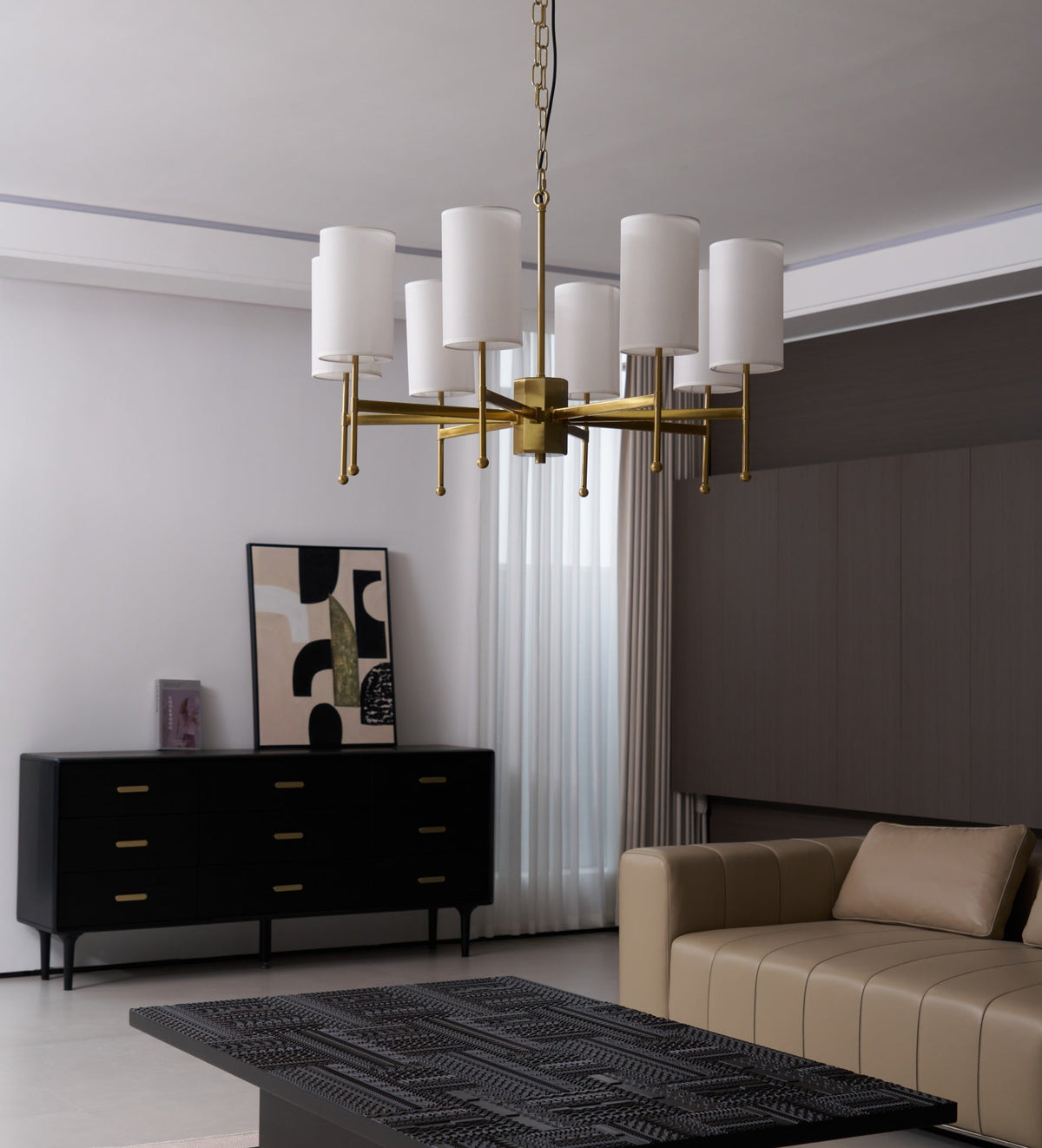 Wilivia Lustre en Tissu Vintage en Laiton