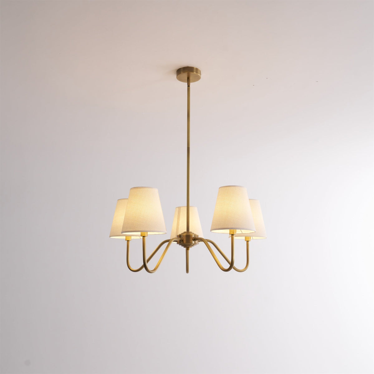 Sorina Lustre Industriel Vintage en Laiton et Tissu