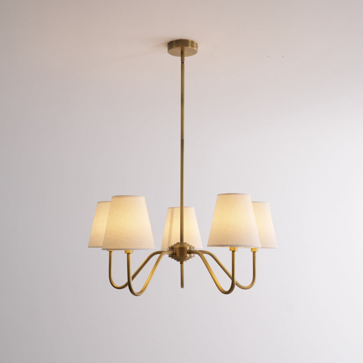 Sorina Lustre Industriel Vintage en Laiton et Tissu