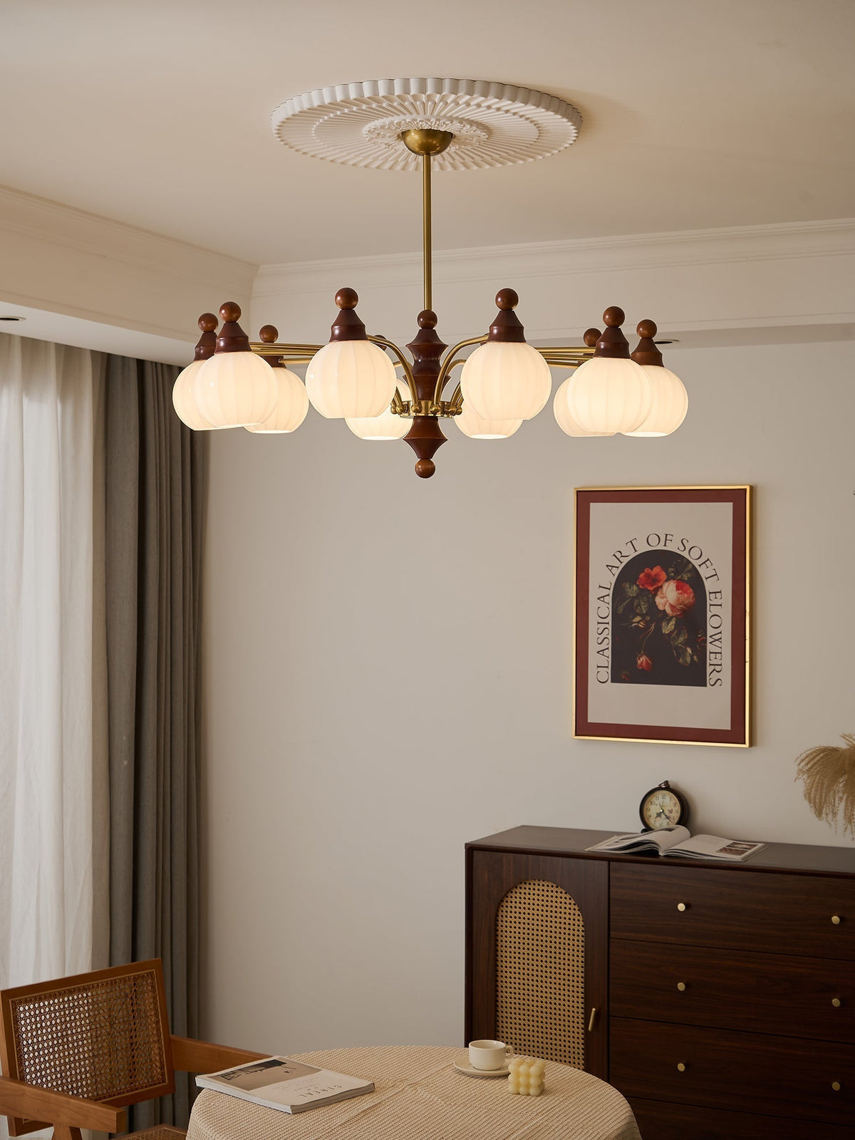 Sylvaine Lustre Blossom avec Abat-jours en Verre