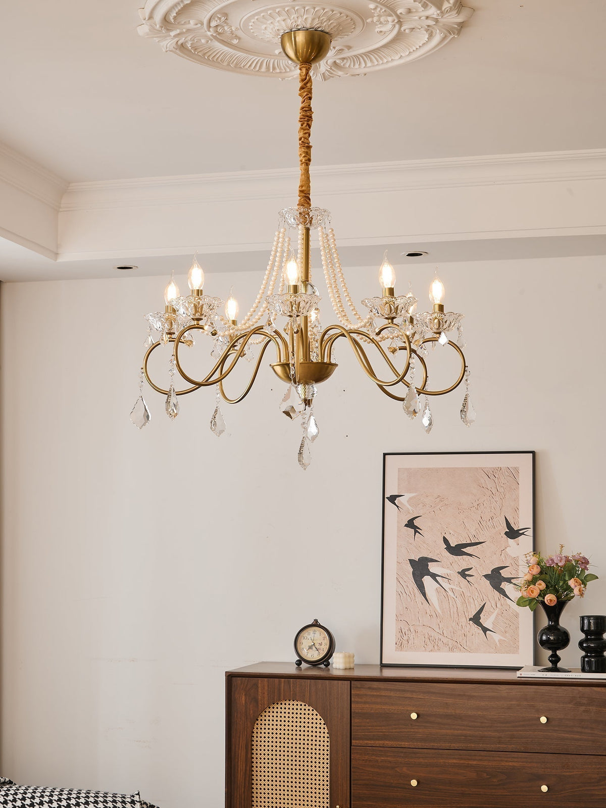 VelaeyraLustre Postmoderne de Luxe en Cristal et Perles