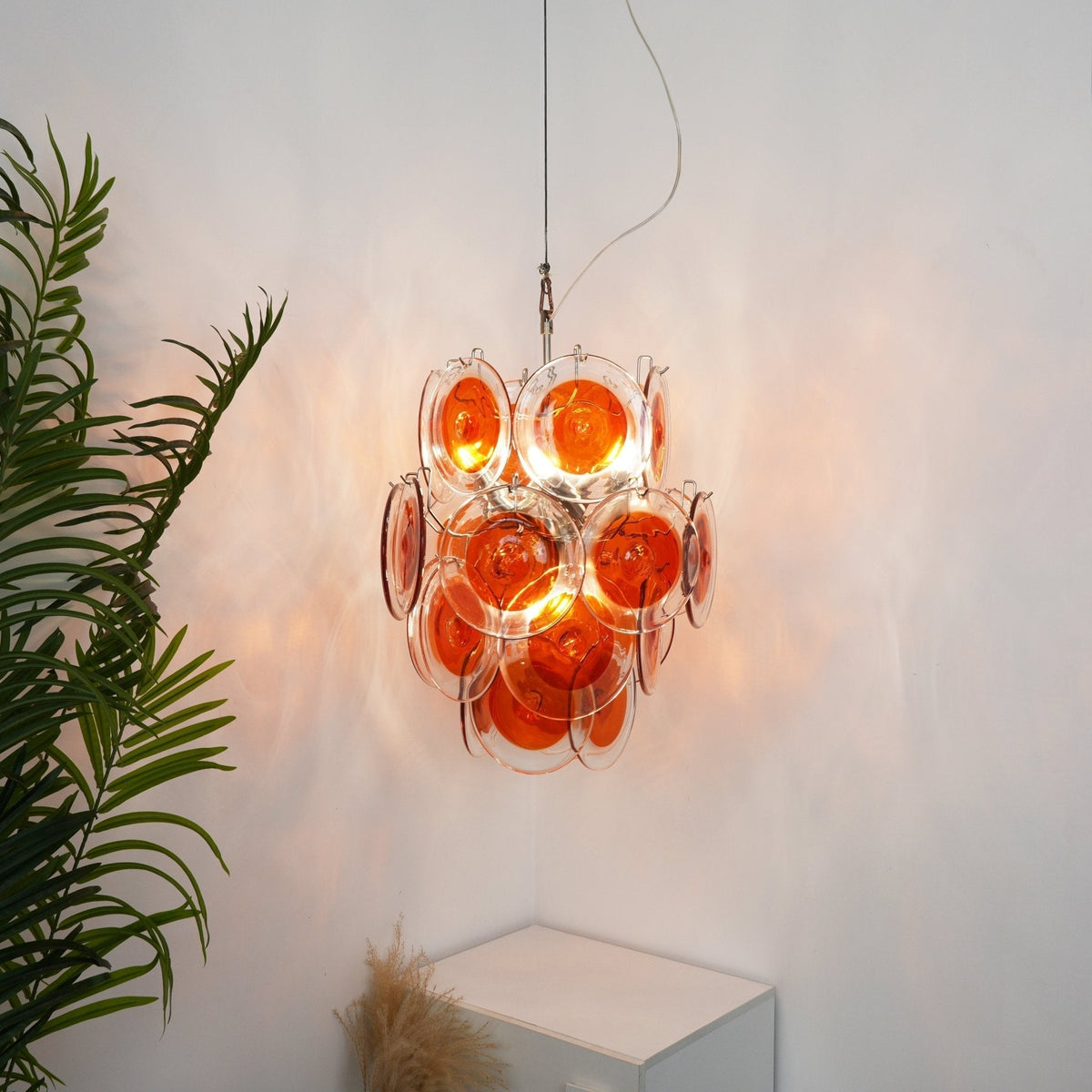 Delesa Lustre en Verre de Murano Orange Disque Superposé