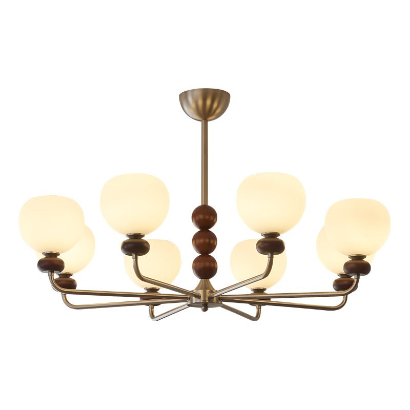Aldara Lustre Classique Orbe Bois Noyer Verre Traditionnel