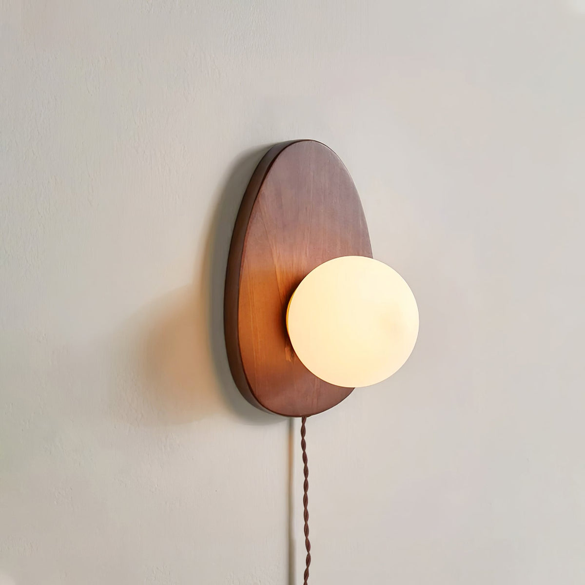 Nylaeiel Applique Murale Nordic Art à Brancher en Noyer Verre Et Bois
