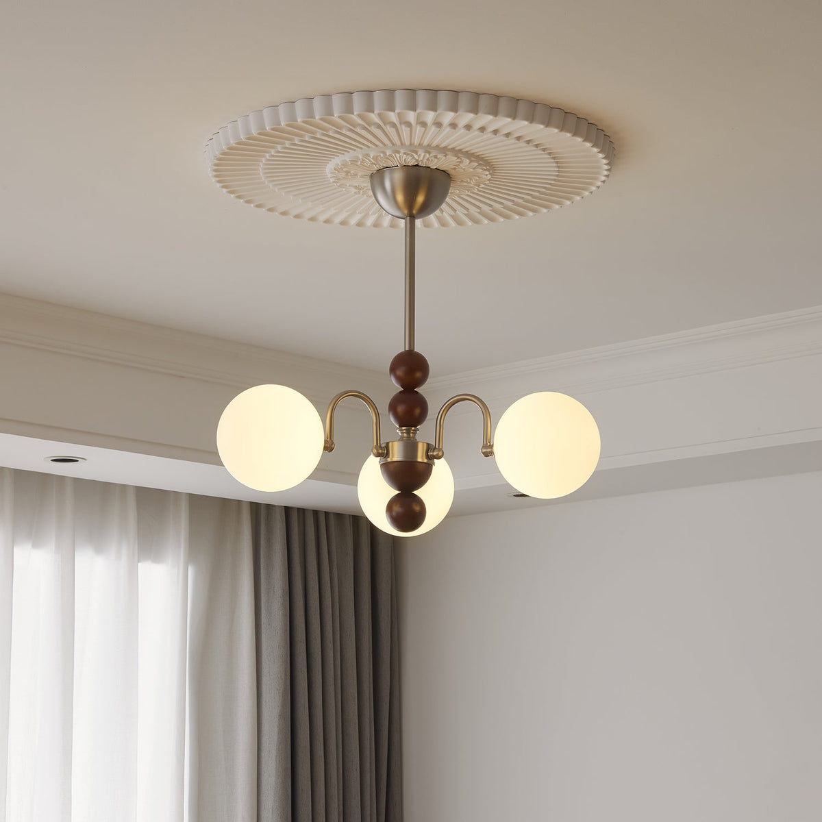 Orbital Lustre Bois Verre Art Nordique Premium Courbe