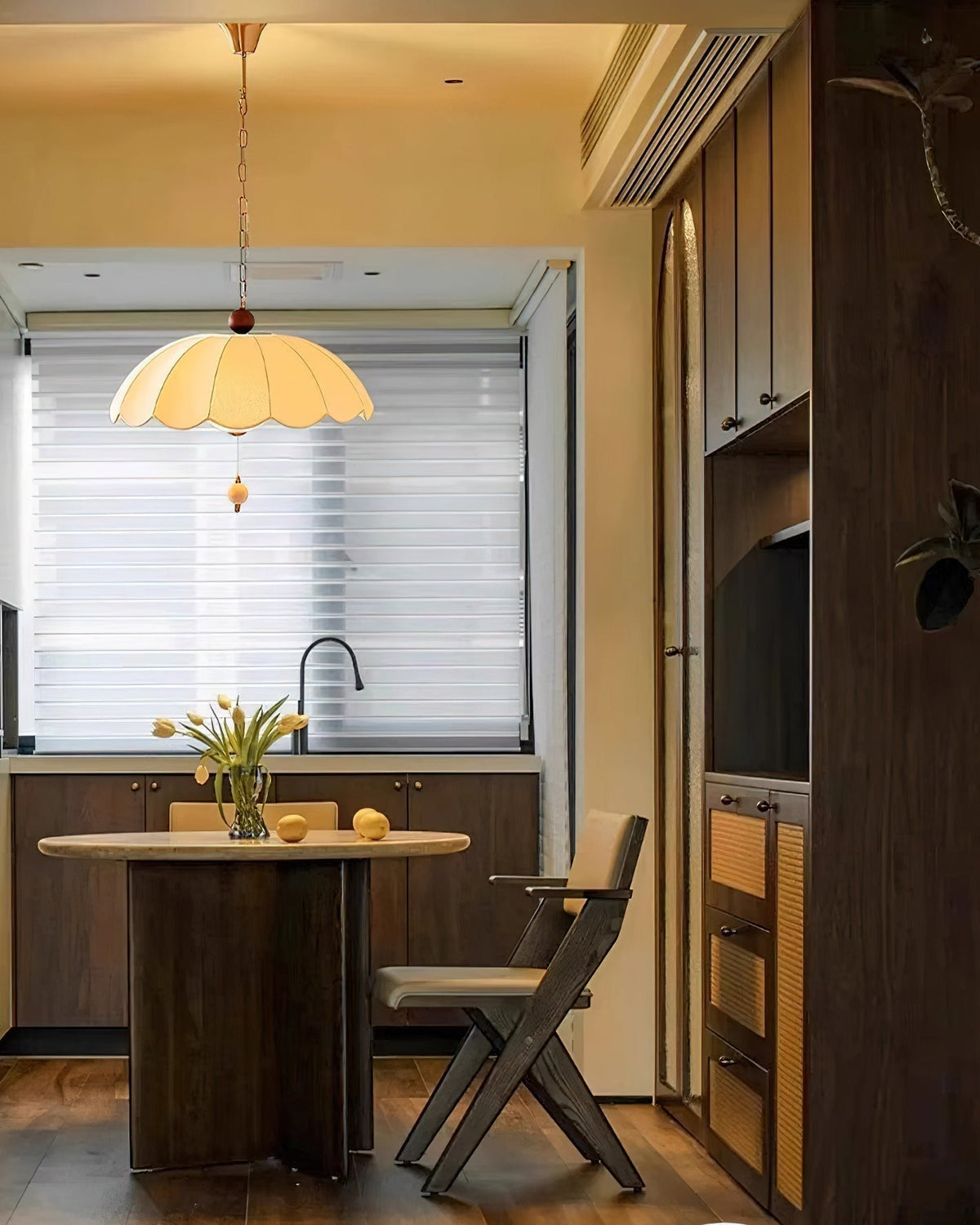 Angled view of the vintage-inspired Oriente Pendant Light.