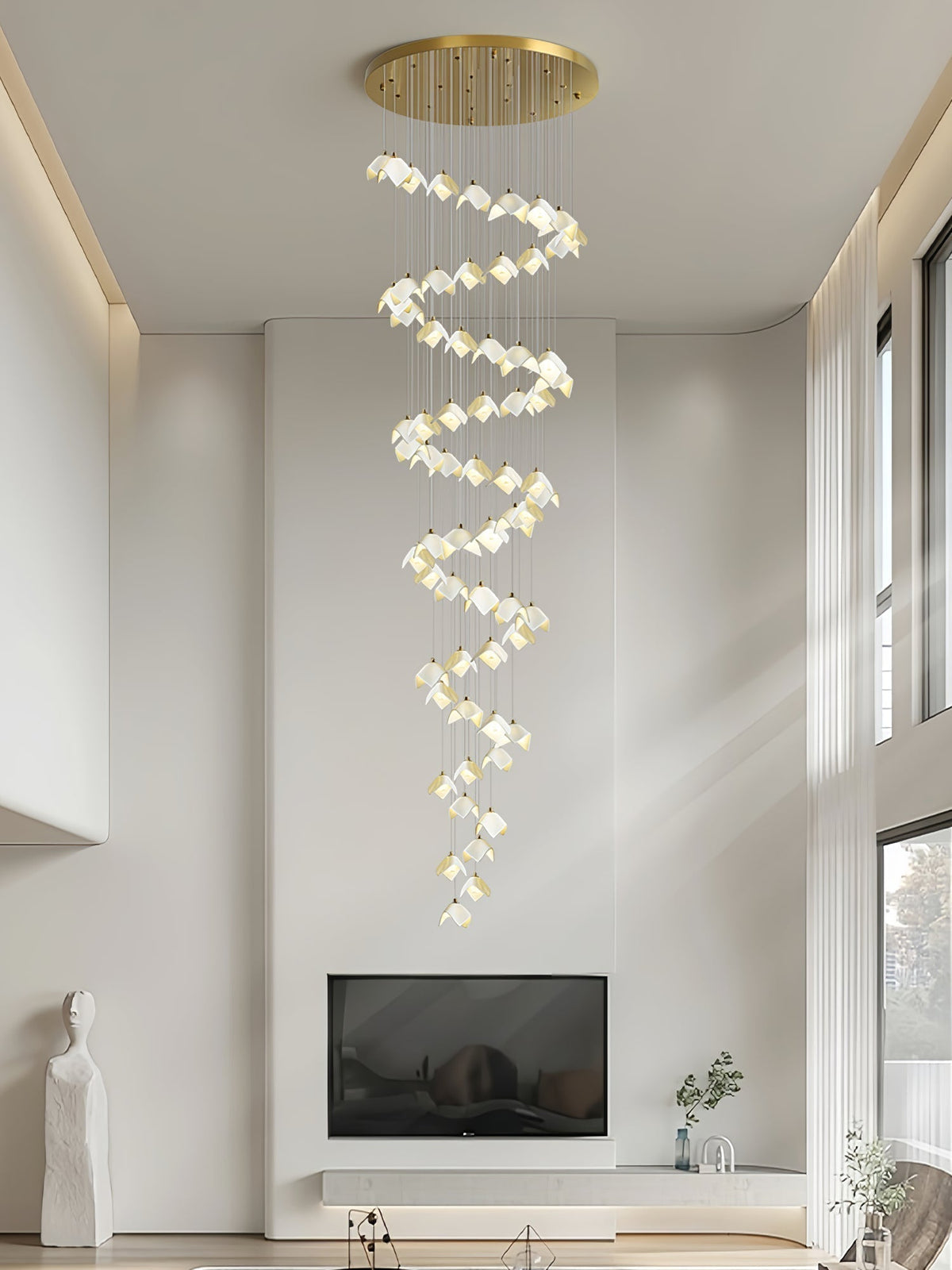 Cithayra Lustre Géométrique en Verre et Laiton