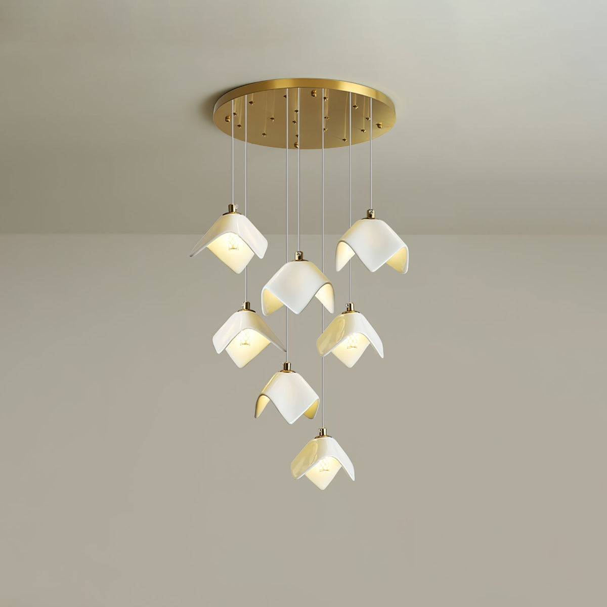 Cithayra Lustre Géométrique en Verre et Laiton