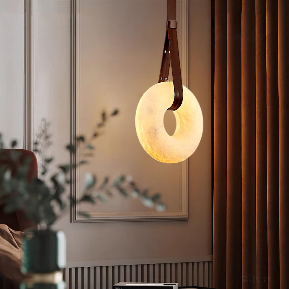 Oslo Pendant Light Alabaster Ring Straps Scandinavian-Neutral Decor