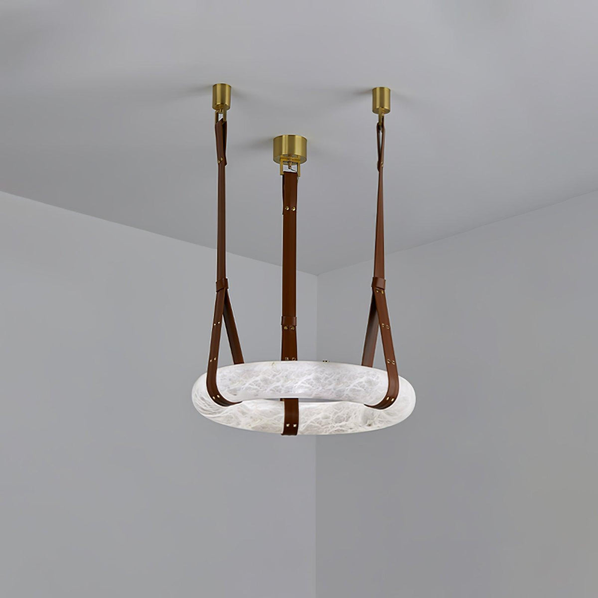 Oslo Pendant Light Alabaster Ring Straps Scandinavian-Neutral Decor