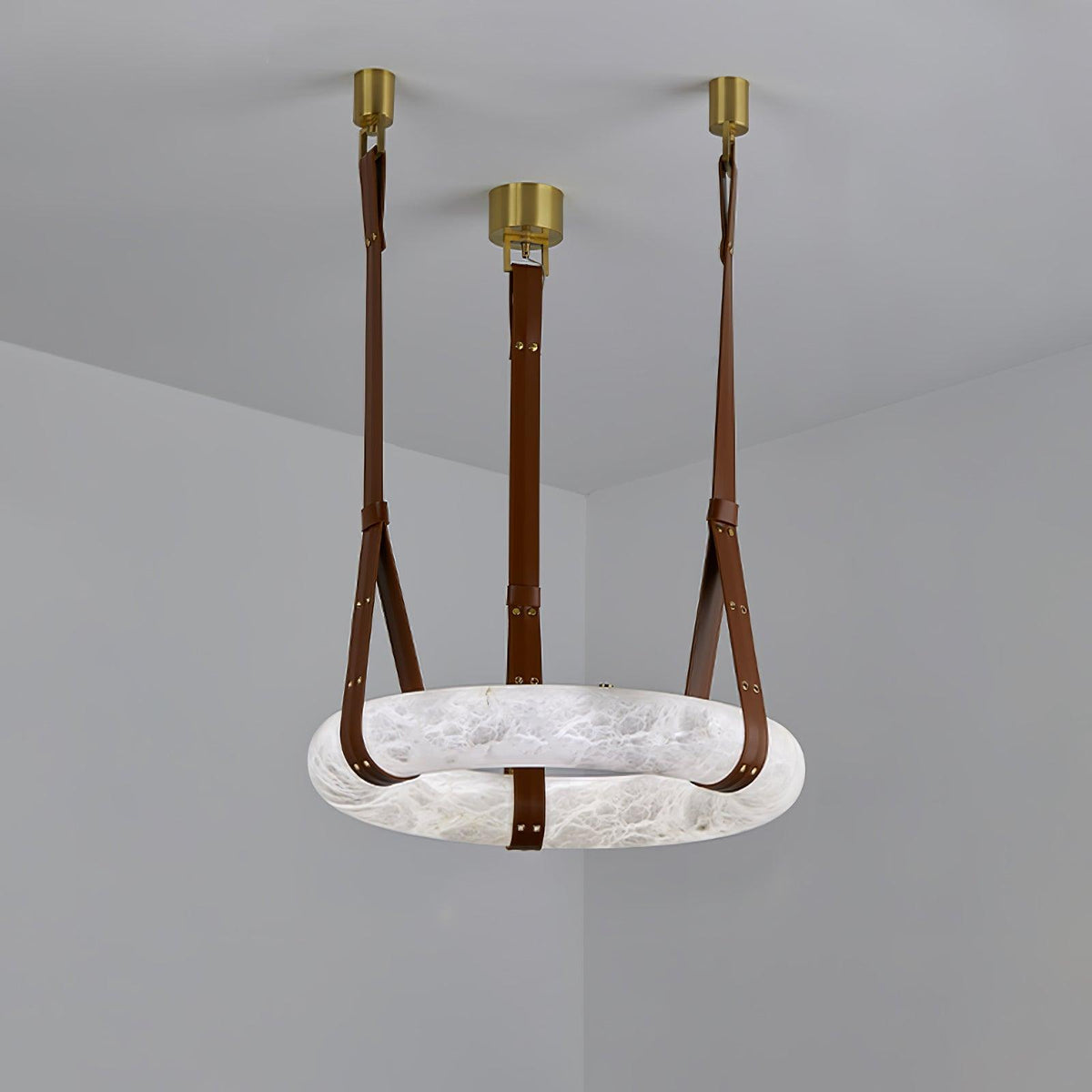 Oslo Pendant Light Alabaster Ring Straps Scandinavian-Neutral Decor