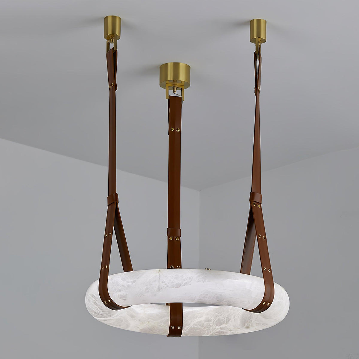 Oslo Pendant Light Alabaster Ring Straps Scandinavian-Neutral Decor