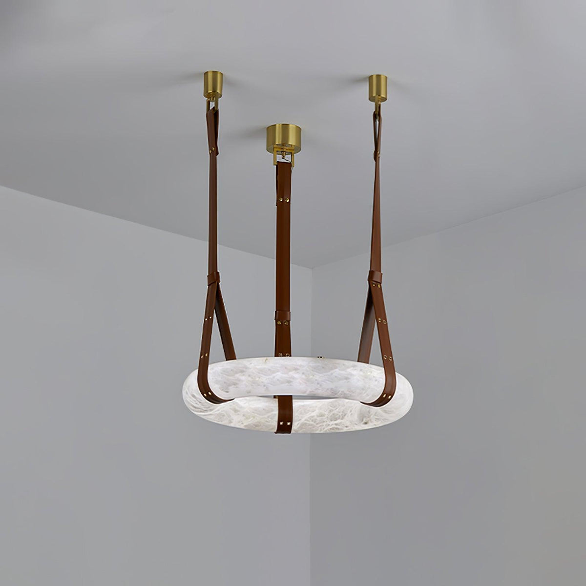 Oslo Pendant Light Alabaster Ring Straps Scandinavian-Neutral Decor