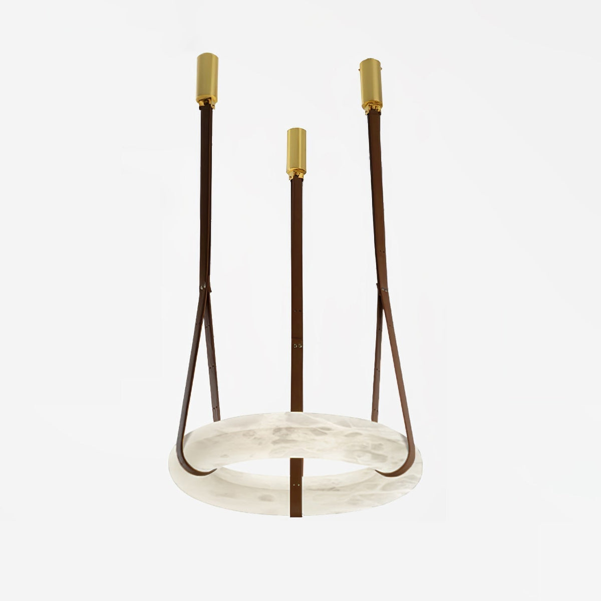 Étoile Pendant Light Chandelier Alabaster Ring Triple Leather-Neutral Decor