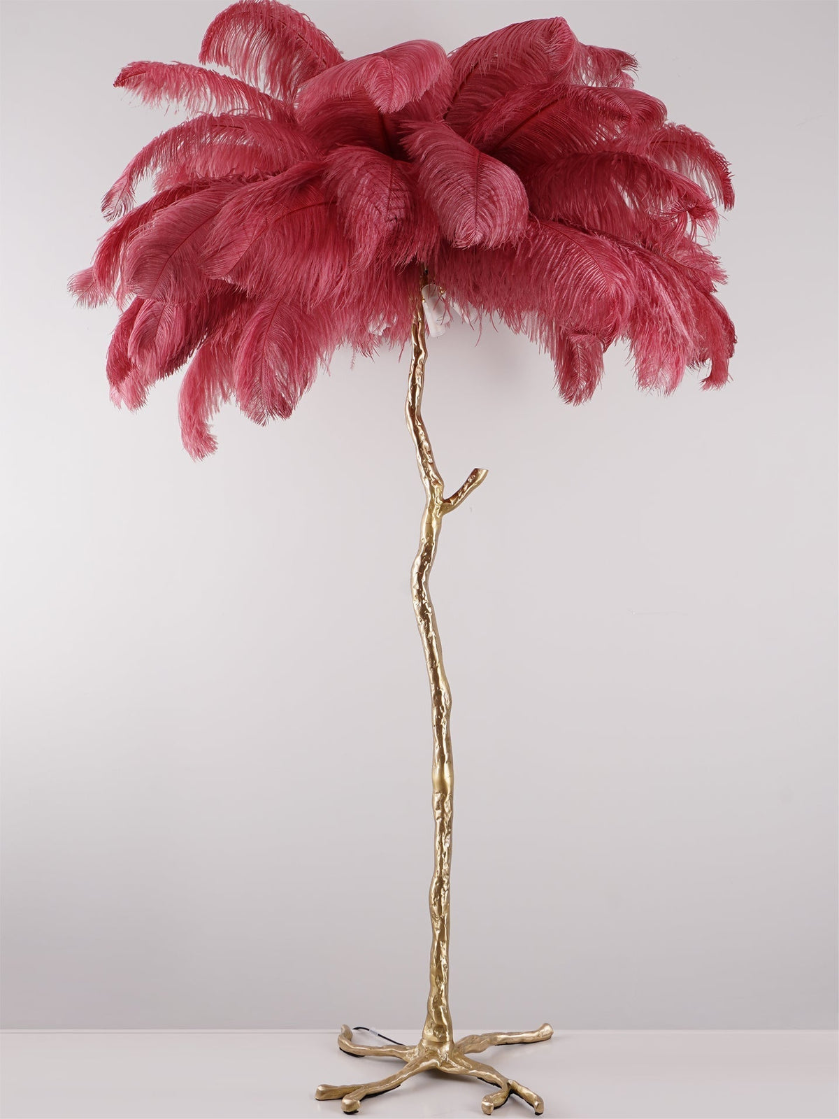 Selis Lampadaire en Laiton avec Plume d'Autruche