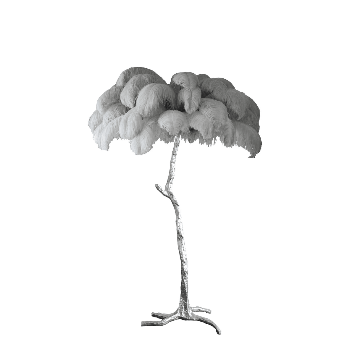 Selis Lampadaire en Laiton avec Plume d'Autruche